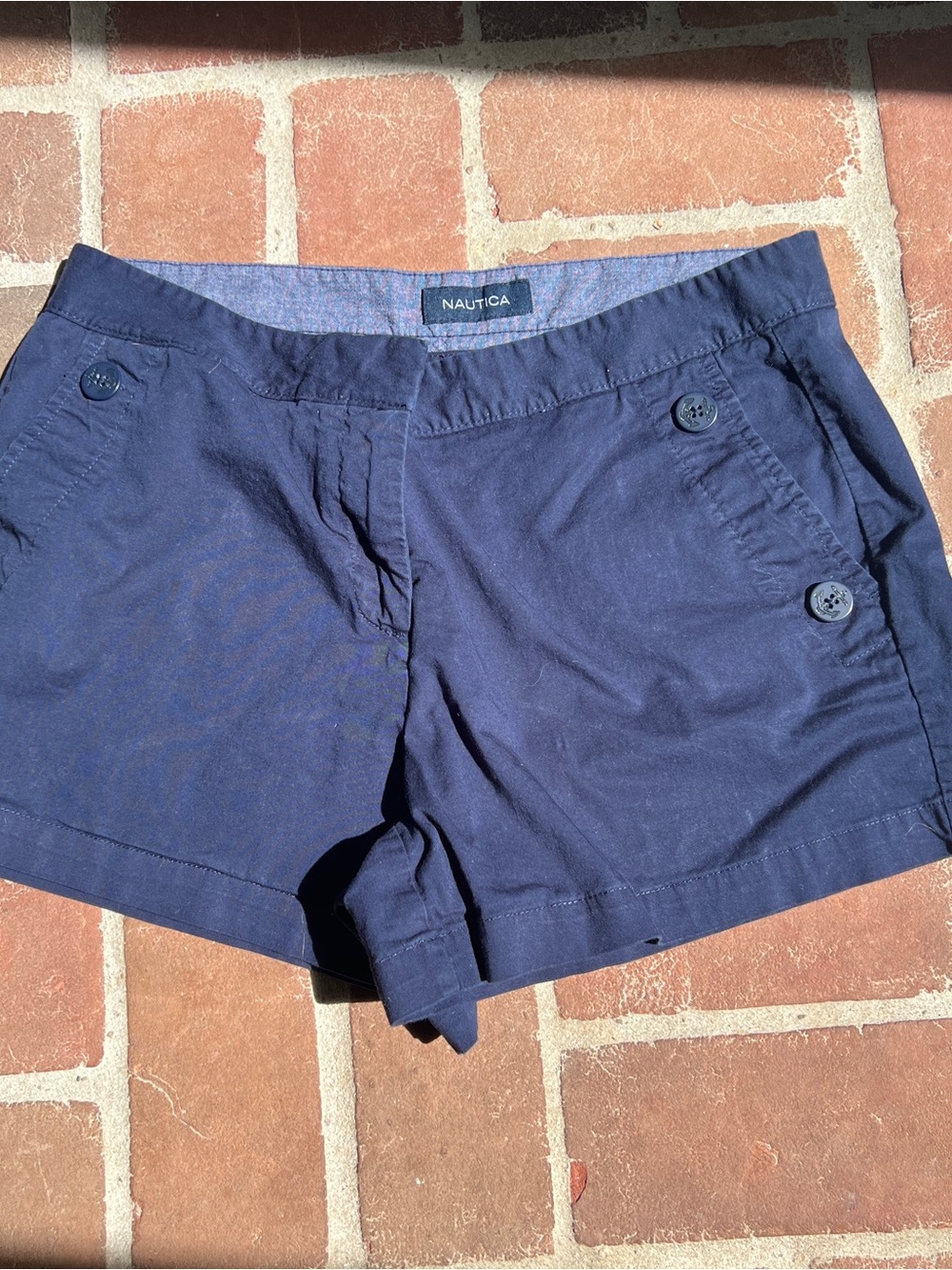 Nautica Women's Navy Button-Detail Casual Shorts